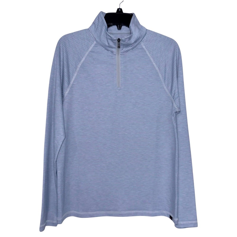 Faherty Mens Size Small Movement Quarter Zip Blue Stripe Pullover NWT‎